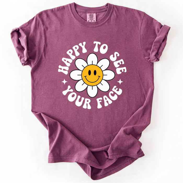 Happy To See Your Face, Retro Daisy, Back To School, Student, Teacher Comfort Colors T-Shirt