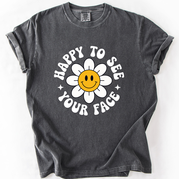 Happy To See Your Face, Retro Daisy, Back To School, Student, Teacher Comfort Colors T-Shirt