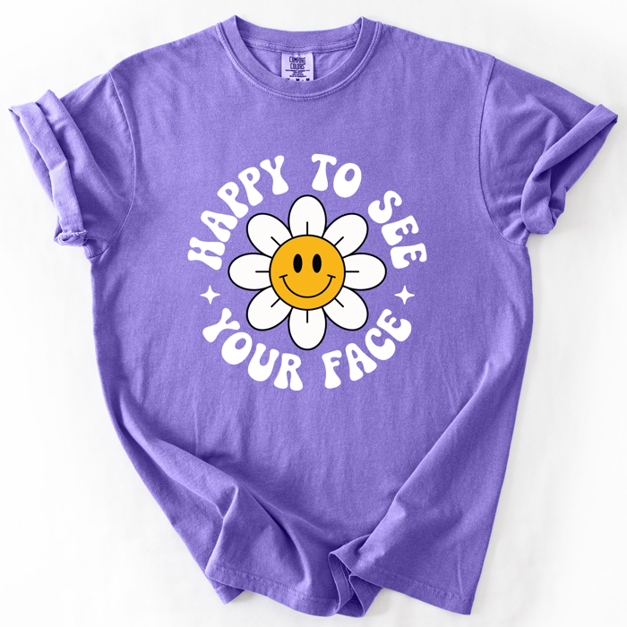 Happy To See Your Face, Retro Daisy, Back To School, Student, Teacher Comfort Colors T-Shirt