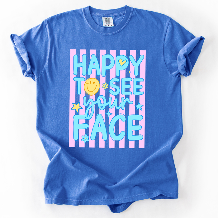 Happy To See Your Face, Trending Stripes, Teacher, Student, Back To School Comfort Colors T-Shirt