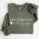 XXXL Military Green Life Is Better With My Boys Mother's Day Edition Family Love Mom Life Sweatshirt