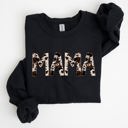 XL Black Mama Cow Print Mom Mother's Day Gift Cozy Cotton Blend Relaxed Fit Soft Brushed Interior Sweatshirt