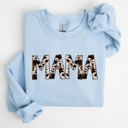 Large Light Blue Mama Cow Print Mom Mother's Day Gift Cozy Cotton Blend Relaxed Fit Soft Brushed Interior Sweatshirt