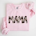 XXL Light Pink Mama Cow Print Mom Mother's Day Gift Cozy Cotton Blend Relaxed Fit Soft Brushed Interior Sweatshirt