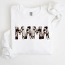 XXXL White Mama Cow Print Mom Mother's Day Gift Cozy Cotton Blend Relaxed Fit Soft Brushed Interior Sweatshirt