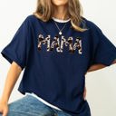 XXL Navy Mama Cow Print Retro Vintage Farmhouse Charm Nostalgic Artwork For Everyday Wear Comfort Colors Tee