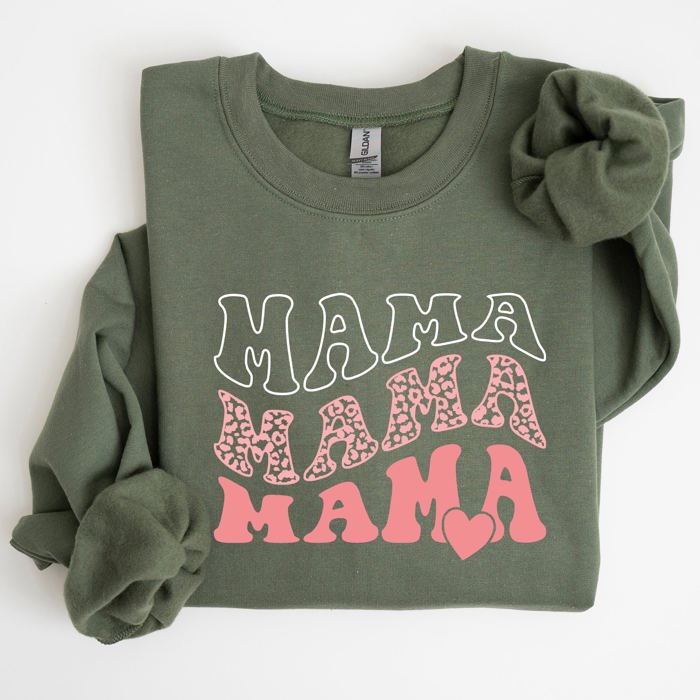 Mama Leopard Heart Mom Mother's Day Gift Cozy Warm Premium Fleece Edition Sweatshirt