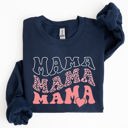 Medium Navy Mama Leopard Heart Mom Mother's Day Gift Cozy Warm Premium Fleece Edition Sweatshirt