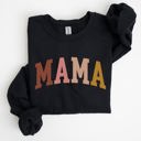 Medium Black Retro Mama Collegiate Vintage Mom Life Script Lettering Cozy Everyday Wear Sweatshirt