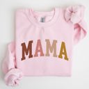 XL Light Pink Retro Mama Collegiate Vintage Mom Life Script Lettering Cozy Everyday Wear Sweatshirt