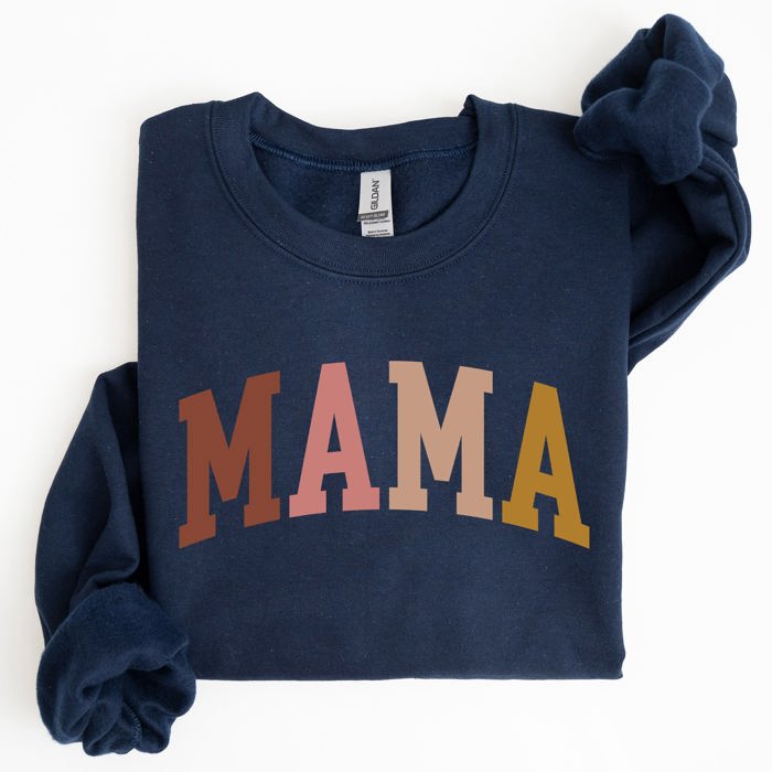 Retro Mama Collegiate Vintage Mom Life Script Lettering Cozy Everyday Wear Sweatshirt