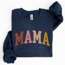 Medium Navy Retro Mama Collegiate Vintage Mom Life Script Lettering Cozy Everyday Wear Sweatshirt