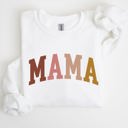 Large White Retro Mama Collegiate Vintage Mom Life Script Lettering Cozy Everyday Wear Sweatshirt