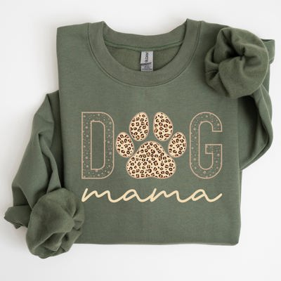 Dog Mama Leopard Print Cozy Comfort Fit Ultra Soft Cotton Blend Premium Sweatshirt