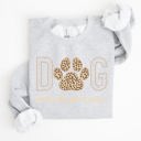 Small Ash Light Gray Dog Mama Leopard Print Cozy Comfort Fit Ultra Soft Cotton Blend Premium Sweatshirt