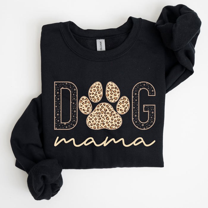 Dog Mama Leopard Print Cozy Comfort Fit Ultra Soft Cotton Blend Premium Sweatshirt