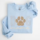 XL Light Blue Dog Mama Leopard Print Cozy Comfort Fit Ultra Soft Cotton Blend Premium Sweatshirt