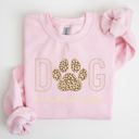 XXL Light Pink Dog Mama Leopard Print Cozy Comfort Fit Ultra Soft Cotton Blend Premium Sweatshirt
