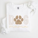Large White Dog Mama Leopard Print Cozy Comfort Fit Ultra Soft Cotton Blend Premium Sweatshirt