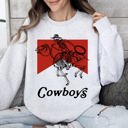 Small Ash Light Gray Cowboys Skeleton Horse Western Country Scene With Bold Vintage Graphic Sweatshirt