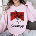 Large Light Pink Cowboys Skeleton Horse Western Country Scene With Bold Vintage Graphic Sweatshirt