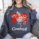 Medium Dark Gray Heather Cowboys Skeleton Horse Western Country Scene With Bold Vintage Graphic Sweatshirt