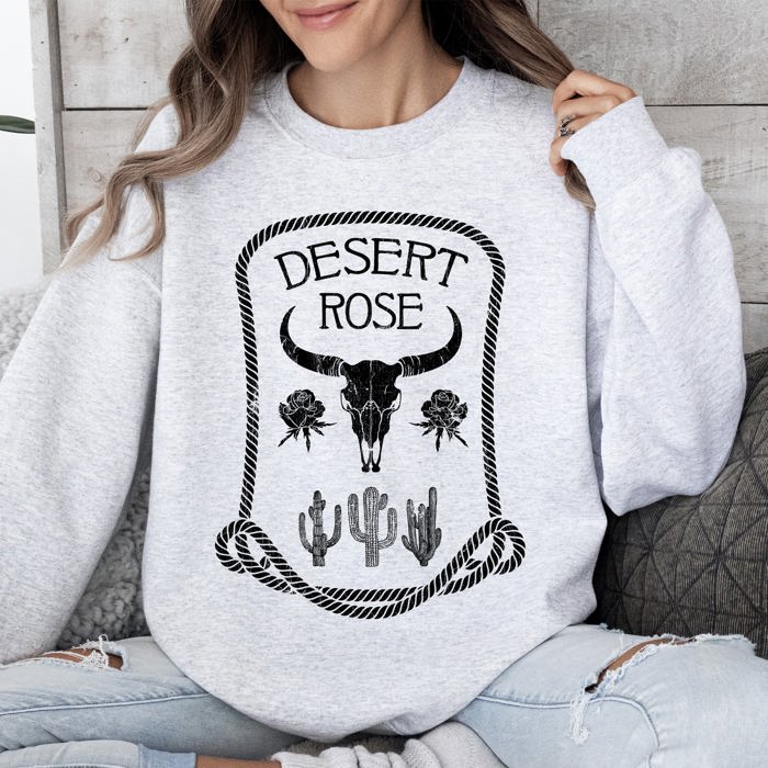 Desert Rose Skull Western Country Vintage-Inspired Limited Edition Graphic Sweatshirt