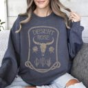 Large Dark Gray Heather Desert Rose Skull Western Country Vintage-Inspired Limited Edition Graphic Sweatshirt