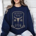 Medium Navy Desert Rose Skull Western Country Vintage-Inspired Limited Edition Graphic Sweatshirt