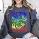 Small Dark Gray Heather Electric Blues Festival Concert Poster Vintage Style Print Inspired By Iconic Nightclub Posters Sweatshirt
