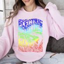 XXXL Light Pink Electric Blues Festival Concert Poster Vintage Style Print Inspired By Iconic Nightclub Posters Sweatshirt