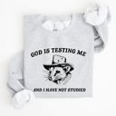 XXXL Ash Light Gray God Is Testing Me Opossum Possum Graphic Expression Of Faith Wit And Southern Charm Sweatshirt