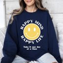  Happy Mind Happy Life Mental Health Self Love Soft Cotton Blend Cozy Everyday Positive Mindset Sweatshirt