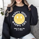 Large Black Happy Mind Happy Life Mental Health Self Love Soft Cotton Blend Cozy Everyday Positive Mindset Sweatshirt