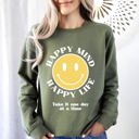 XXL Military Green Happy Mind Happy Life Mental Health Self Love Soft Cotton Blend Cozy Everyday Positive Mindset Sweatshirt