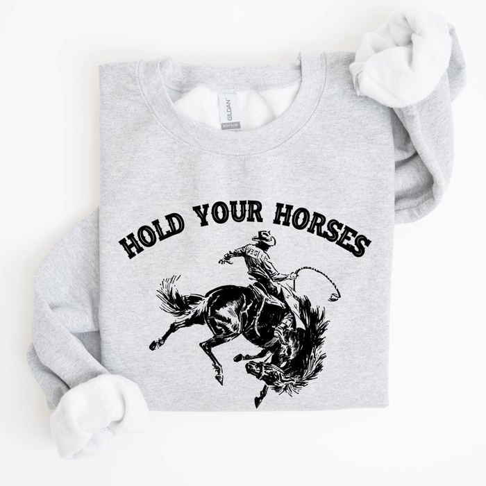 Hold Your Horses Rodeo Cowboy Western Rodeo Theme Vintage Graphic Cozy Sweatshirt