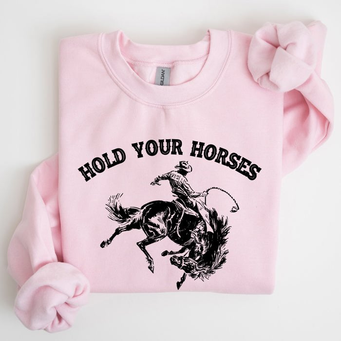 Hold Your Horses Rodeo Cowboy Western Rodeo Theme Vintage Graphic Cozy Sweatshirt