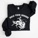 XL Black Hold Your Horses Rodeo Cowboy Western Rodeo Theme Vintage Graphic Cozy Sweatshirt