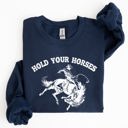 XXL Navy Hold Your Horses Rodeo Cowboy Western Rodeo Theme Vintage Graphic Cozy Sweatshirt