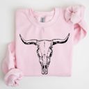  Long Horn, Cow Skull, Rodeo, Cowboy Western Heritage Rustic Vintage Inspired Sweatshirt