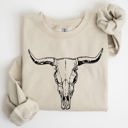  Long Horn, Cow Skull, Rodeo, Cowboy Western Heritage Rustic Vintage Inspired Sweatshirt