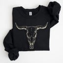  Long Horn, Cow Skull, Rodeo, Cowboy Western Heritage Rustic Vintage Inspired Sweatshirt