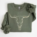  Long Horn, Cow Skull, Rodeo, Cowboy Western Heritage Rustic Vintage Inspired Sweatshirt