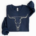  Long Horn, Cow Skull, Rodeo, Cowboy Western Heritage Rustic Vintage Inspired Sweatshirt