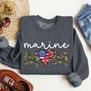 Small Dark Gray Heather Marine Mom Military Armed Forces Mother's Day Tribute To Service And Family Sweatshirt