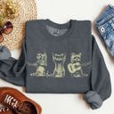  Raccoon Band Playing Guitar Funny Animals Cartoon Graphic Art Illustration Sweatshirt