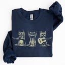 XXL Navy Raccoon Band Playing Guitar Funny Animals Cartoon Graphic Art Illustration Sweatshirt