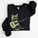 XXL Black Raccoon Playing A Guitar In A Whimsical Forest Scene With Playful Vibe Sweatshirt