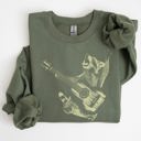Small Military Green Raccoon Rocking Out, Playing Guitar, Funny Animals Sweatshirt