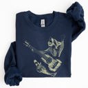 Small Navy Raccoon Rocking Out, Playing Guitar, Funny Animals Sweatshirt